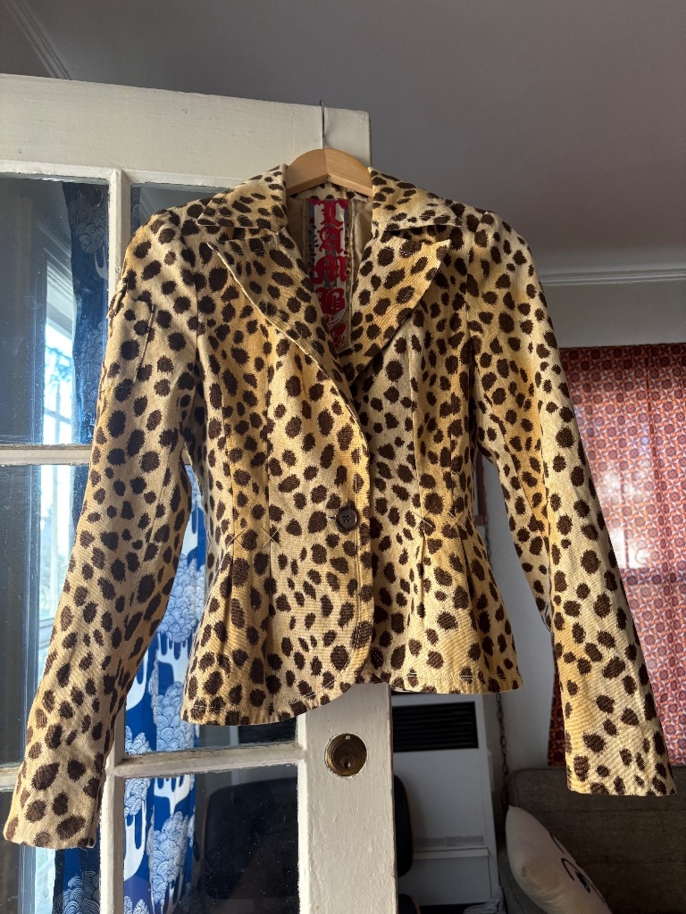 Vintage L.A.M.B. cheetah print blazer silk lining